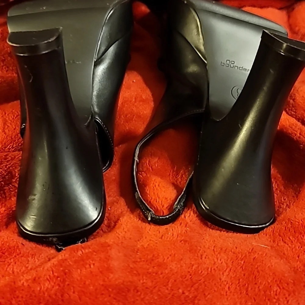 PLATFORM SLING BACK SANDAL OPEN TOE PUMP BLACK SIZE 9
